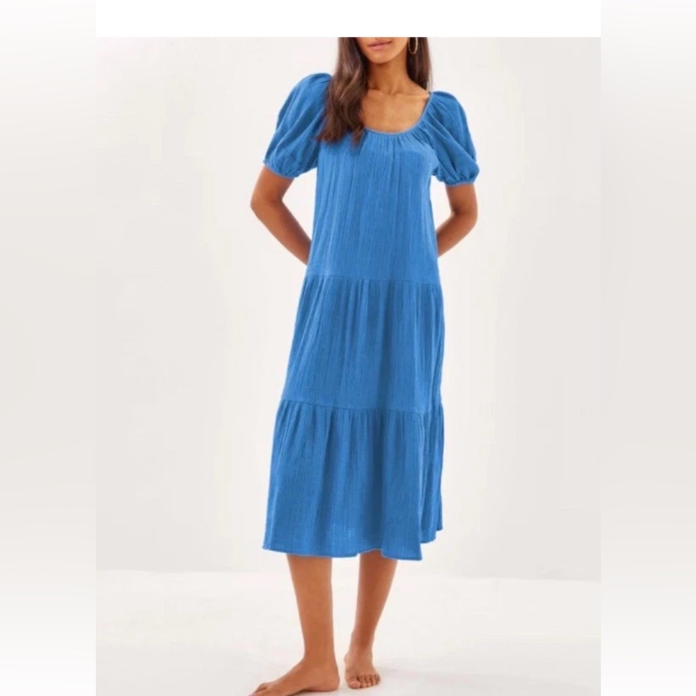 NWT Lilly Pulitzer Zemini Coverup Dress XL Sunwashed Blue.  New in package